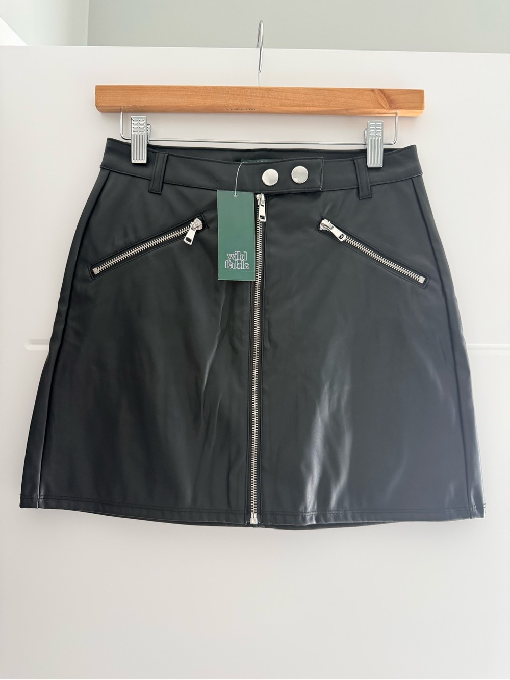 Target Faux Leather Black Zip-Front Mini Skirt